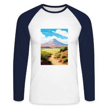 Parc national du Teide Espagne Affiche de voyage vintage - T-shirt baseball manches longues Homme - blanc/marine - Devant - Nik (191cm)