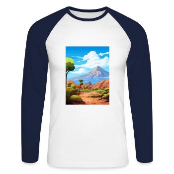 Parc national du Teide Espagne Affiche de voyage vintage - T-shirt baseball manches longues Homme - blanc/marine - Devant - Nik (191cm)