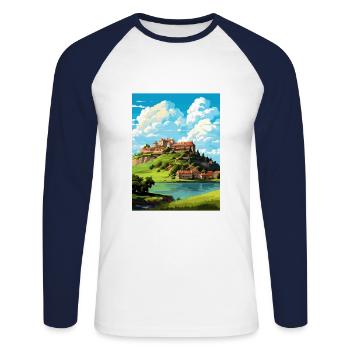 Château de Ptuj Slovénie Lac Bled Affiche de voyage - T-shirt baseball manches longues Homme - blanc/marine - Devant - Nik (191cm)