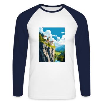 Château de Predjama Slovénie Lac de Bled Affiche de voyage - T-shirt baseball manches longues Homme - blanc/marine - Devant - Nik (191cm)