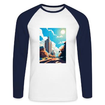 Katowice Pologne Vintage voyage affiche WPA Souvenir - T-shirt baseball manches longues Homme - blanc/marine - Devant - Nik (191cm)