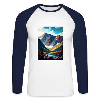 Montagnes Pologne Vintage Voyage Poster WPA - T-shirt baseball manches longues Homme - blanc/marine - Devant - Nik (191cm)