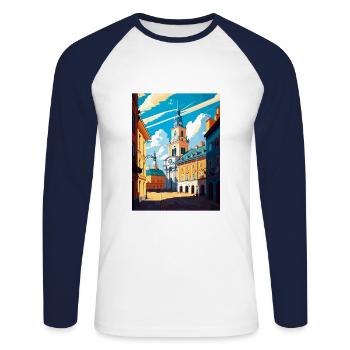 Lublin Pologne Affiche de voyage vintage WPA Souvenir - T-shirt baseball manches longues Homme - blanc/marine - Devant - Nik (191cm)