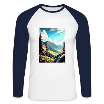 Krkonose République tchèque Affiche de voyage vintage WPA - T-shirt baseball manches longues Homme - blanc/marine - Devant - Nik (191cm)