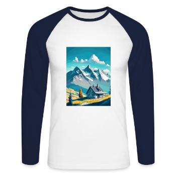 Le Chasseron Falls Suisse Affiche de voyage - T-shirt baseball manches longues Homme - blanc/marine - Devant - Nik (191cm)