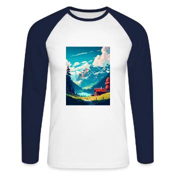 Schrattenfluh Schweiz Vintage Reiseposter - Unisex Baseballshirt langarm - Weiß/Navy - Vorne - Nik (191cm)