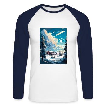 Kiruna Sweden Vintage Travel Poster WPA Souvenir - Unisex Long Sleeve Baseball T-Shirt - white/navy - Front - Nik (191cm)