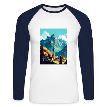 Berchtesgaden Germany Vintage Travel Poster WPA - Unisex Long Sleeve Baseball T-Shirt - white/navy - Front - Nik (191cm)