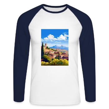 Grenade Espagne Vintage voyage affiche WPA Souvenir - T-shirt baseball manches longues Homme - blanc/marine - Devant - Nik (191cm)