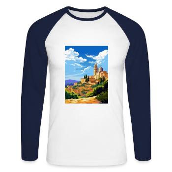 Tarragona Spanien Vintage Reiseposter WPA Souvenir - Unisex Baseballshirt langarm - Weiß/Navy - Vorne - Nik (191cm)