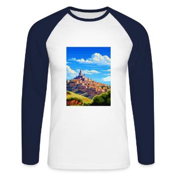 Toledo Spain Vintage Travel Poster WPA Souvenir - Unisex Long Sleeve Baseball T-Shirt - white/navy - Front - Nik (191cm)