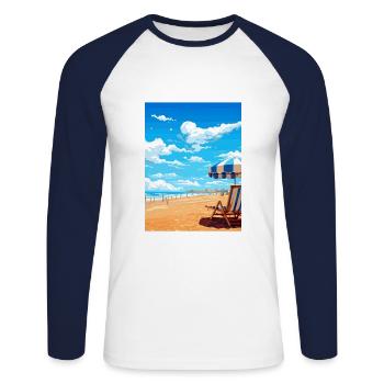 Costa De La Luz Espagne Vintage Voyage Poster WPA - T-shirt baseball manches longues Homme - blanc/marine - Devant - Nik (191cm)