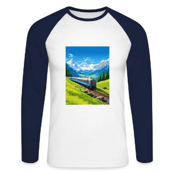 Orient Express Europa Deko Vintage Reiseposter - Unisex Baseballshirt langarm - Weiß/Navy - Vorne - Nik (191cm)