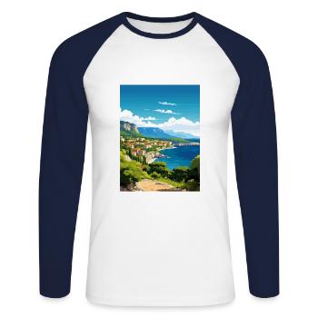 Croatia Vintage Travel Poster WPA Souvenir - Unisex Long Sleeve Baseball T-Shirt - white/navy - Front - Nik (191cm)