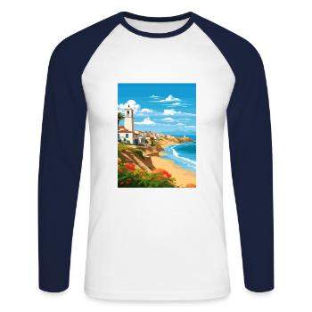 Costa De La Luz Espagne Vintage Voyage Poster WPA - T-shirt baseball manches longues Homme - blanc/marine - Devant - Nik (191cm)