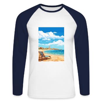 Costa De La Luz Espagne Vintage Voyage Poster WPA - T-shirt baseball manches longues Homme - blanc/marine - Devant - Nik (191cm)
