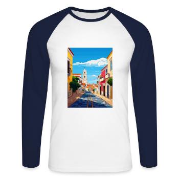 Lagos Portugal Vintage Reiseposter WPA Souvenir - Unisex Baseballshirt langarm - Weiß/Navy - Vorne - Nik (191cm)