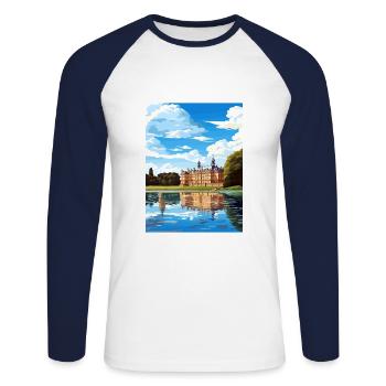 Potsdam Germany Vintage Travel Poster WPA Souvenir - Unisex Long Sleeve Baseball T-Shirt - white/navy - Front - Nik (191cm)
