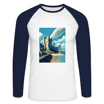 Château de Caernarfon gallois Vintage Travel Poster WPA - T-shirt baseball manches longues Homme - blanc/marine - Devant - Nik (191cm)