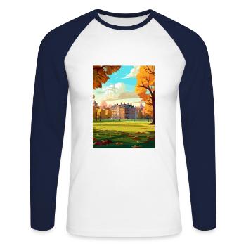 Hyde Park London England Vintage Reiseposter WPA - Unisex Baseballshirt langarm - Weiß/Navy - Vorne - Nik (191cm)
