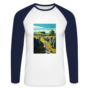 Hadrian S National Trail Vintage Reiseposter WPA - Unisex Baseballshirt langarm - Weiß/Navy - Vorne - Nik (191cm)