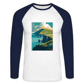 Dingle Halbinsel Irland Vintage Reiseposter WPA - Unisex Baseballshirt langarm - Weiß/Navy - Vorne - Nik (191cm)