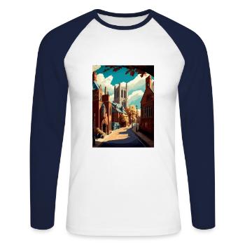 Richmond England Yorkshire Vintage Reiseposter - Unisex Baseballshirt langarm - Weiß/Navy - Vorne - Nik (191cm)