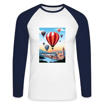 Bristol England Bridge Vintage Travel Poster WPA - Unisex Long Sleeve Baseball T-Shirt - white/navy - Front - Nik (191cm)
