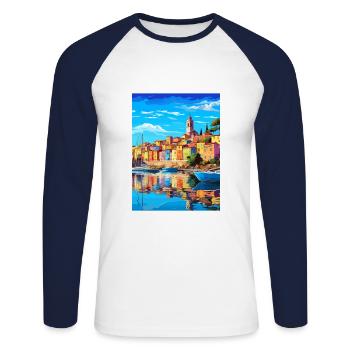 La Spezia Italien Vintage Reiseposter WPA Souvenir - Unisex Baseballshirt langarm - Weiß/Navy - Vorne - Nik (191cm)