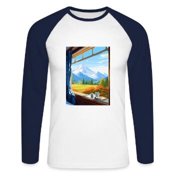 Orient Express Europa Deko Vintage Reiseposter - Unisex Baseballshirt langarm - Weiß/Navy - Vorne - Nik (191cm)