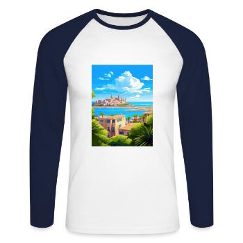 Palma De Mallorca Spain Vintage Travel Poster WPA - Unisex Long Sleeve Baseball T-Shirt - white/navy - Front - Nik (191cm)