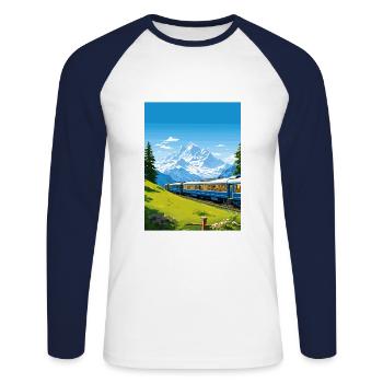 Orient Express Europa Deko Vintage Reiseposter - Unisex Baseballshirt langarm - Weiß/Navy - Vorne - Nik (191cm)