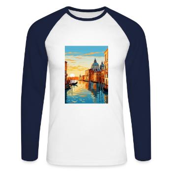 Venise Italie Décoration St Mark S Square Souvenir - T-shirt baseball manches longues Homme - blanc/marine - Devant - Nik (191cm)