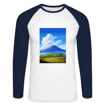 Pico Island Portugal Vintage Reiseposter WPA Kunst - Unisex Baseballshirt langarm - Weiß/Navy - Vorne - Nik (191cm)