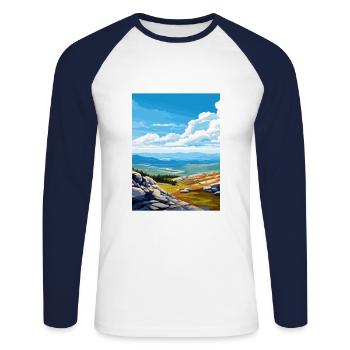 Serra Da Estrela Portugal Affiche de voyage Vintage - T-shirt baseball manches longues Homme - blanc/marine - Devant - Nik (191cm)