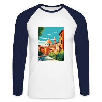 Vérone Italie Décoration Vintage Voyage Affiche WPA - T-shirt baseball manches longues Homme - blanc/marine - Devant - Nik (191cm)