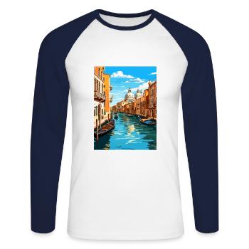 Venise Italie Décoration St Mark S Square Souvenir - T-shirt baseball manches longues Homme - blanc/marine - Devant - Nik (191cm)