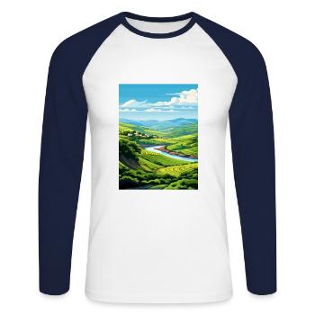 Vallée du Douro Portugal Vintage Travel Poster WPA - T-shirt baseball manches longues Homme - blanc/marine - Devant - Nik (191cm)