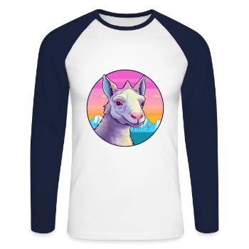 Aardvark Aquarelle Dessin Animé Kawaii Animal Animal Colo - T-shirt baseball manches longues Homme - blanc/marine - Devant - Nik (191cm)