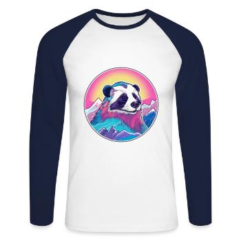 Blaireau Aquarelle Dessin Animé Kawaii Animal De Compagnie Colorf - T-shirt baseball manches longues Homme - blanc/marine - Devant - Nik (191cm)