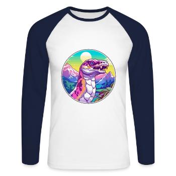 Anaconda Aquarelle Dessin Animé Kawaii Animal Animal Colo - T-shirt baseball manches longues Homme - blanc/marine - Devant - Nik (191cm)