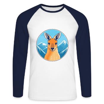 Kangourou Aquarelle Dessin Animé Kawaii Animal Animal Colo - T-shirt baseball manches longues Homme - blanc/marine - Devant - Nik (191cm)
