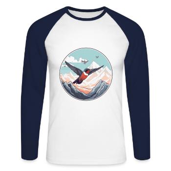 Colibri Aquarelle Dessin Animé Kawaii Animal De Compagnie C - T-shirt baseball manches longues Homme - blanc/marine - Devant - Nik (191cm)
