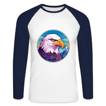 Aigle Aquarelle Dessin Animé Kawaii Animal Animal Colorfu - T-shirt baseball manches longues Homme - blanc/marine - Devant - Nik (191cm)