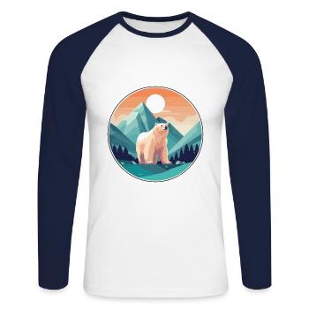 Ours Aquarelle Dessin Animé Kawaii Animal De Compagnie Coloré - T-shirt baseball manches longues Homme - blanc/marine - Devant - Nik (191cm)