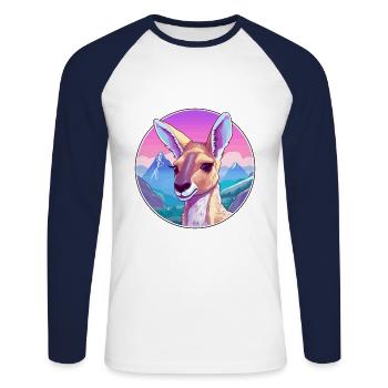 Kangourou Aquarelle Dessin Animé Kawaii Animal Animal Colo - T-shirt baseball manches longues Homme - blanc/marine - Devant - Nik (191cm)