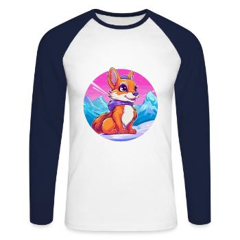 Squirrel Watercolor Cartoon Kawaii Pet Animal Colo - Unisex Long Sleeve Baseball T-Shirt - white/navy - Front - Nik (191cm)