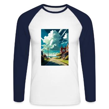 New Romney England Kent Vintage Reiseposter WPA - Unisex Baseballshirt langarm - Weiß/Navy - Vorne - Nik (191cm)