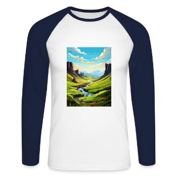 Isle Of Skye Scotland Vintage Travel Poster WPA - Unisex Long Sleeve Baseball T-Shirt - white/navy - Front - Nik (191cm)