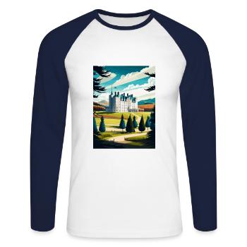 Blair Castle Ecosse Vintage Travel Poster WPA - T-shirt baseball manches longues Homme - blanc/marine - Devant - Nik (191cm)